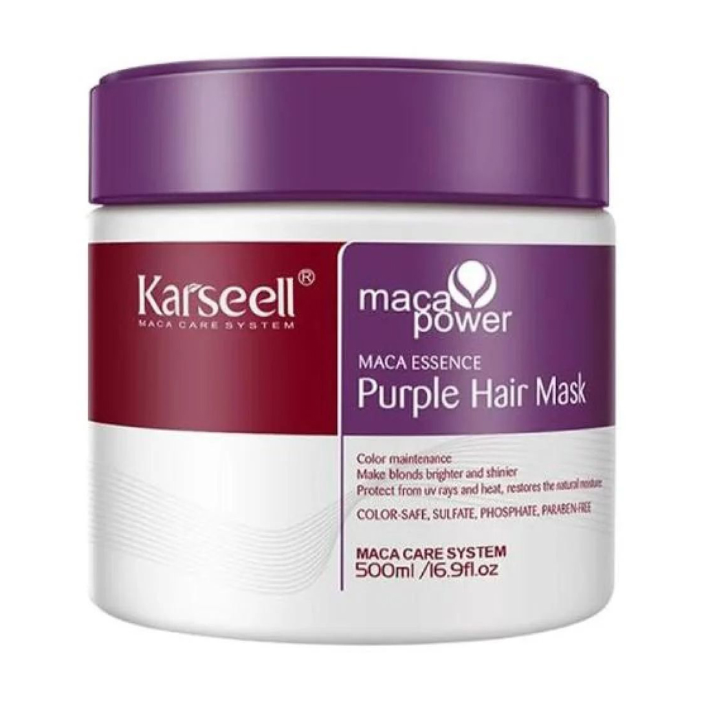 Маска Karseell Maca Power Maca Essence Purple Hair Mask для нейтралізації жовтизни світлого волосся, 500 мл